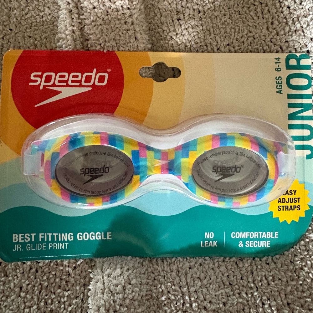 Speedo Junior Glide Print Multicolor Goggles Ages 6-14 New